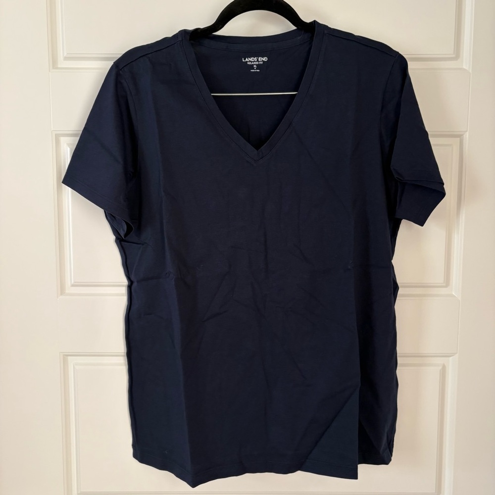 Lands' End Women's Deep Blue V-Neck Tee